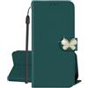 SEHEYA Cover per Oppo A36 4G / A76 4G / A96 4G Pieghevoli Libretto Brillantini Farfalla Strass di Cristallo Custodia Libro in PU Pelle 3 Tasche Magnetica Folio Caso, Verde Scuro