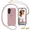 Anfire Custodia per cellulare per Samsung Galaxy S25 FE con nastro, MoEvn Necklace con cordoncino per appenderlo, motivo a cuore, in silicone, resistente agli urti, con catena rimovibile per S25 FE 5G