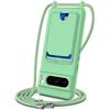 SLWYF Custodia per Google Pixel 8 Pro Cover con cordino regolabile, con porta carte, Silicone Antiurto TPU Regolabile Stylish custodia a tracolla per Google Pixel 8 Pro, Verde