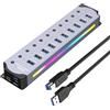 EasyByMall Hub USB multi porta con 10 porte USB 3 0 con interruttori di controllo dell'alimentazione individuali per un design efficiente per il raffreddamento RGB Mark