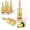 PureLink Sentivus Connettori a banana Premium (set di 4) per tutti i cavi degli altoparlanti con un diametro max. 6mm², 4 pezzi con codifica a colori (2x rosso, 2x nero), placcato in oro 24k