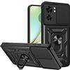 ESTH® Cover per Motorola Edge 40 con Custodia per Fotocamera Scorrevole e Supporto ad Anello [Custodia Paraurti Compatibile con Supporto Magnetico per Auto], Nero
