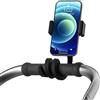 KIRZAX Supporto per Telefono Passeggino, Flessibile Porta Cellulare con Impugnatura, Lega Morbida Morsetto per Telefono, per Passeggino e Scrivania (Nero)