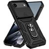 IMEIKONST Cover per iPhone 17 Air, Militare Armor Protezione Custodia Supporto ad Anello a 360° Copertura Fotocamera Scorrevole Antiurto Custodia per iPhone 17 Air. Nero JXT