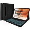 Nsyee Custodia con tastiera retroilluminata per Samsung Galaxy Tab S10+ Plus/S9 FE+/S9+/S8+/S7+/S7+/S7+/S7 FE, tastiera Bluetooth staccabile UK Layout per Samsung Tab 12,4, nero