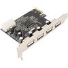 Fydun Scheda di Espansione PCIe a USB 2.0 4 Porte Alimentazione 4 Pin 480 MB Installazione Semplice Scheda di Espansione USB 2.0 per Desktop, Accessori Professionali
