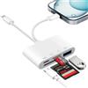 Clomnpe Lettore di schede SD per iPhone/iPad/fotocamera, USB C SD Card Reader, Lightning MicroSD Card Reader per adattatore MicroSD/SD, lettore scheda sd adattatore fotocamera per iPhone 15/14/13/12