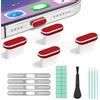 joremx 4 Pezzi Tappi Antipolvere USB-C,con Protezione Presa di Ricarica Type C,Protezione Altoparlante,Pasta Pulente,per iPhone 17/16/15/Serie Air e Accessori di Protezione Presa di Ricarica per Laptop-Rosso