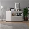 Dmora Credenza Figi 130x41x82h cm Bianco un Cassetto 2 Ripiani, Madia Apertura Battente, a Ribalta