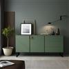 Dmora Credenza Bismarck 184x40x86h cm Verde 3 Cassetti 2 Ripiani, Madia Apertura Battente