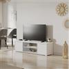 CBA Meubles Demeyere - Mobile TV bianco per TV fino a 60 pollici, 151 x 40 x 39 cm, 2 armadi con porte, 1 nicchia e 1 raggio aperto, ideale per riporre TV, console di gioco, elettronica, cavi..