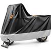 MospdyGear 3XL - Copertura impermeabile per moto, in nylon 210D con strisce riflettenti, colore argento con design nero per scooter e moto standard, 265 x 105 x 125 cm