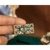 Piccola Spilla Dorata Arte Deco Floreale Rettangolare Strass Verde QD11