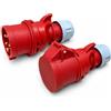 NWP Set di connettori CEE da 16 A, 400 V, 5 poli, ad alta corrente di rotazione, IP44/IP54, per officina e cantiere