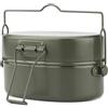 Kivivaka Pentola da campeggio in alluminio da 1 l, con padella e vaporiera, ideale per cucinare all'aperto ed escursioni (verde)