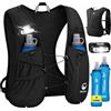ONETOALL Gilet Running Uomo Donna, Zaino Trail Running, Running Vest con 2X Borraccia Morbida 500ml y Luce LED Ricaricabile, Gilet Corsa Leggero per Ultrarunning Jogging Marathon Trekking Ciclismo