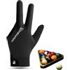 equlup Guanti di biliardo, guanti da giocatore di snooker professionisti traspiranti a 3 finger biliardo accessorio a sinistra per uomini e donne (Nero)