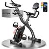 SPORTNOW Cyclette da Casa Pieghevole 3 in 1 con App Bluetooth, Cyclette da Camera con Banda Elastica, 8 Livelli Resistenza Magnetica, Sedile Regolabile, Display LCD, Sensore Cardiaco, Portatelefono