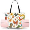 DUWAA Borsa da donna con stampa di margherite e farfalle, borsa da yoga, facile da piegare, borsa per la spesa, borsa sportiva da viaggio