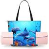 DUWAA Blue Ocean Print Bag per le donne Borsa a tracolla Yoga Bag Facile da piegare Laptop Shopping Bag Borsa Sport per Viaggi
