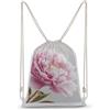 Jubonexis Zaino in tela con cordoncino, motivo peonia, rosa, leggero, per sport, palestra, uomo e donna