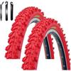 Maxxi4you - Set di 2 copertoni per bicicletta Kenda K-829 Psycho da 24, per mountain bike, colore rosso, 50-507 (24 x 1,95) con 3 leve per pneumatici