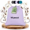 Naturstube® Set di 10 sacche da palestra in cotone, con chiusura a cordoncino, sacca in iuta, zaino per la scuola, antracite., 38 x 42 cm, Classico