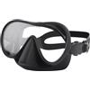 Chewtoyo Maschera subacquea senza cornice per adulti, maschera anti-appannamento con lente singola panoramica, 106,8 x 156,7 mm, in vetro temperato, tutto nero in silicone liquido, maschera per snorkeling e