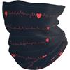 Generic Sciarpa tubolare fumetto elettrocardiogramma bandana cardiaco antivento fascia passamontagna mezza sciarpa viso per caccia tennis pesca 25 x 50 cm