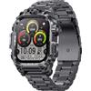 findtime Orologio militare, da uomo, con torcia a LED, funzione telefonica, 2,01, robusto, per attività all'aperto, 100 + modalità sportive, monitoraggio della frequenza cardiaca, monitoraggio del
