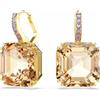 SWAROVSKI ORECCHINI PENDENTI MILLENIA, TAGLIO SQUADRATO, FINITURA ORO 18K AMBRA