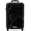 NoBoringSuitcases.com® Valigia Bagaglio a Mano 55x40x20, Bagaglio 10 kg con Ruote, Valigia Rigida Leggera, Trolley Cabina con Marmo - Nero - Minimalista, Valigia per Aereo