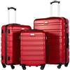 COOLIFE Set di valigie 3 pezzi per viaggi in famiglia, ABS+PC,guscio rigido