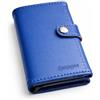 distinguo Portafoglio Uomo Slim RFID con Meccanismo Pop Up, Portamonete, Struttura in Alluminio, Porta Carte in PU, Compatto (Blu)