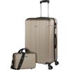 ITACA - Set valigie - Set Valigie Rigide Offerte. Valigia Grande Rigida, Valigia Media Rigida e Bagaglio a Mano. Set di Valigie con Lucchetto Combinazione TSA, Champagne