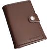distinguo Portafoglio Uomo Slim RFID con Meccanismo Pop Up, Portamonete, Struttura in Alluminio, Porta Carte in PU, Compatto, Marrone