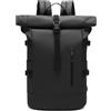 GYakeog Zaino Impermeabile Uomo Rolltop 15.6 Pollici Porta PC Lavoro Zaino da Viaggio per Viaggio Escursionismo Campeggio Università-Nero