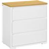 Easycomfort Cassettiera a 3 Cassetti in Truciolato Bianco per Camera da Letto, Studio e Soggiorno, 70Lx37x75cm