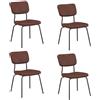 Brigros Wehome - Set 4 Sedie Stile Industriale, Sedie Per Arredamento Casa, Sedie Cucina, Sedie Ufficio, Sedie Sala Da Pranzo, Ecopelle, Colore Marrone, 51x60x81.5 (Senza Braccioli, Marrone)