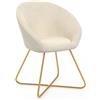 IDMarket - Poltrona rotonda ANGELINA in velluto beige con gambe incrociate dorate