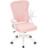 WOLTU Sedia da Ufficio Ergonomica con Supporto Lombare e Ruote, Altezza e Braccioli Regolabili, Sedia Scrivania con Funzione Oscillante e Girevole 360°, in Tessuto a Rete, per Studio o Ufficio, Rosa