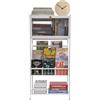 soudesileim Libreria con ruote, colore bianco, altezza 120 cm, in acciaio al carbonio, con ripiani a 3 strati e 1 scompartimento, portariviste (55 x 28 x 120 cm)