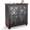 COSTWAY Credenza da Cucina, Armadietto da Cucina con Ripiano Regolabile e 2 Ante, Mobile Multiuso per Soggiorno Cucina Ingresso, 91,5x39,5x96,5cm (Caffè)