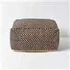 HOMESCAPES Pouf quadrato in iuta, motivo rombo, 60 x 60 cm, colore: Nero