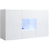 MB Muebles Bonitos, Credenza Madia Soggiorno Luke A2, Melamina Lucida, LED, Bianco, 120x70x40cm