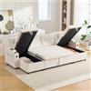 Luscriate Divano letto in velluto a 4 posti con vano portaoggetti, divano a forma di U con chaise longue, divano soggiorno con USB e porta bevande, beige (beige+corduroy, 4 posti)