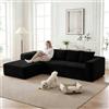 Yihomfy Divano componibile a forma di L, divano a 3 posti con chaise longue, divano ad angolo convertibile per soggiorno - non richiede montaggio, nero