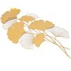 panfudongk Decorazione da parete fatta a mano, decorazione da parete a forma di foglia di ginkgo, decorazione da parete metallica, soprammobili, soggiorno, dorato, per foyer