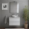 Kiamami Valentina - Mobile Bagno Sospeso 60 cm Bianco Lucido con Top Beton, 2 Cassetti, Specchio con Luce 60x80