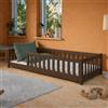 Kids Collective Lettino a terra 80x160 cm con protezione anticaduta e rete a doghe Lettino Montessori a sponde per bambini e ragazzi Letto singolo | Cioccolato fondente | dai 3 ai 10 anni